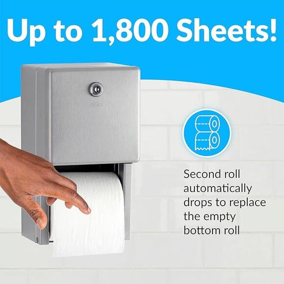 Bobrick Surface-Mounted Multi-Roll Toilet Paper Tissue Dispenser, Satin-Finish - Picture 5 of 7